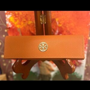 TORY BURCH Authentic Orange Small Hard Eye Glasses Case